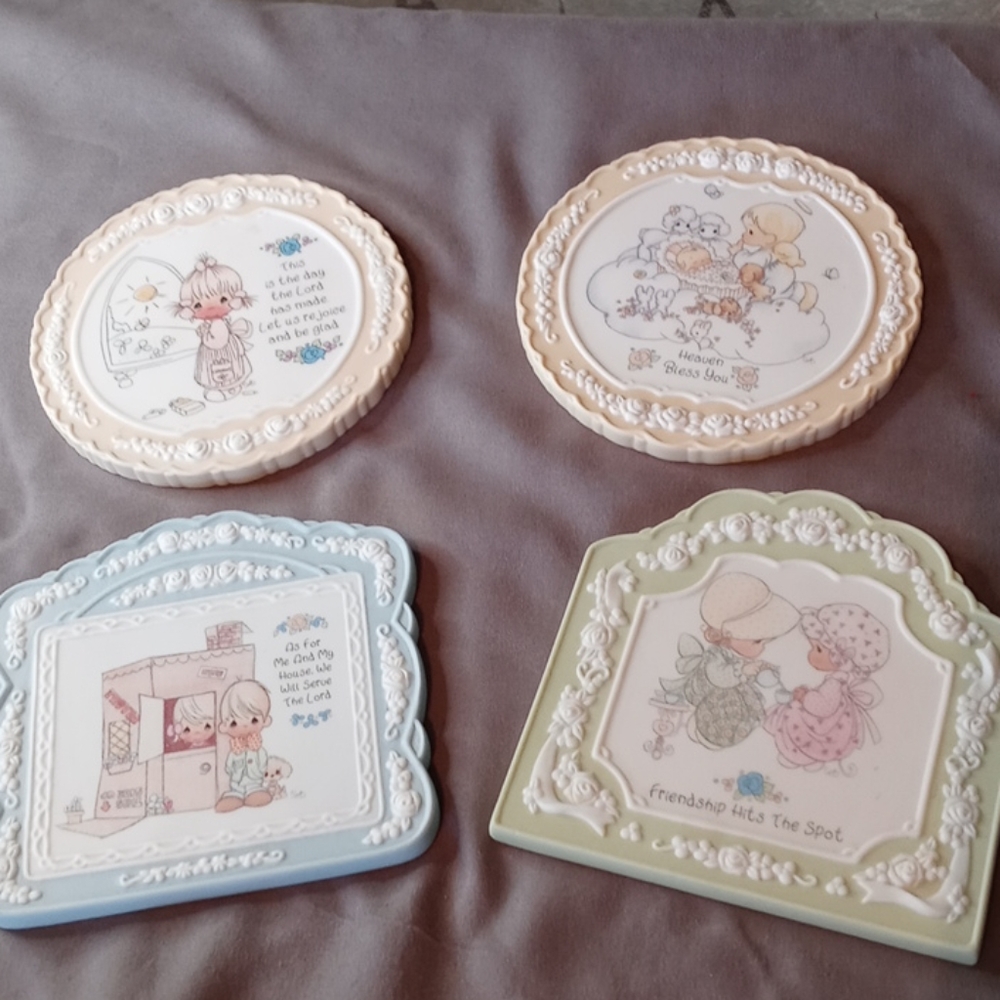 Set of Four Precious Moments Porcelain Tiles